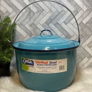 Enamel cookware- enamel steel round pot with handle and lid 9.5liter